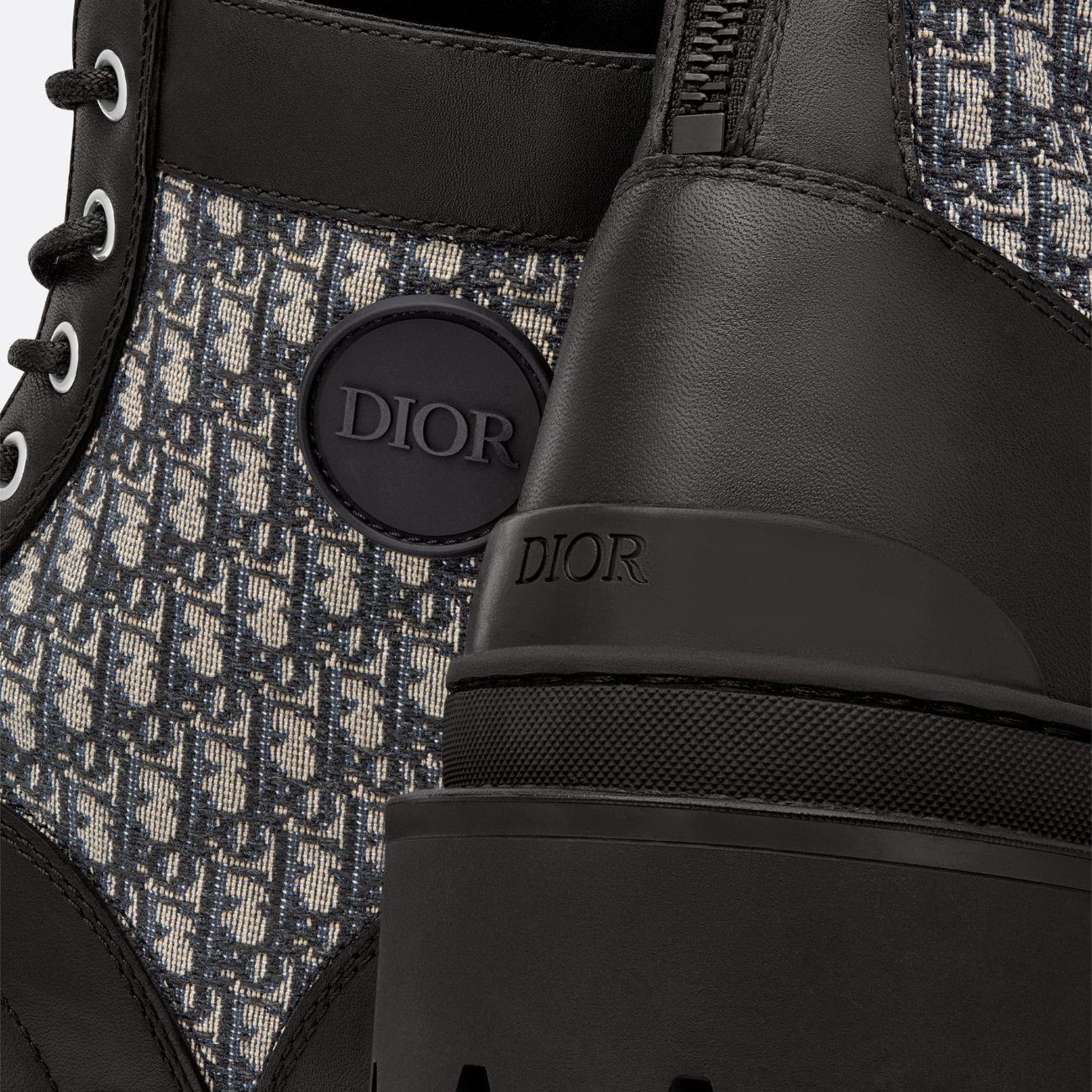 Dior Explorer Ankle Boot Black Smooth Calfskin and Dior Oblique Jacquard   DIOR US