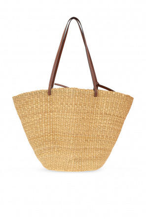 Loewe Shell Leather Trim Raffia Basket Bag 