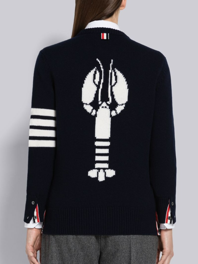 MERINO WOOL LOBSTER INTARSIA 4-BAR PULLOVER