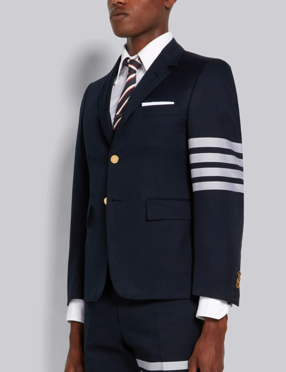 NAVY COTTON SUITING ENGINEERED 4-BAR CLASSIC JACKET