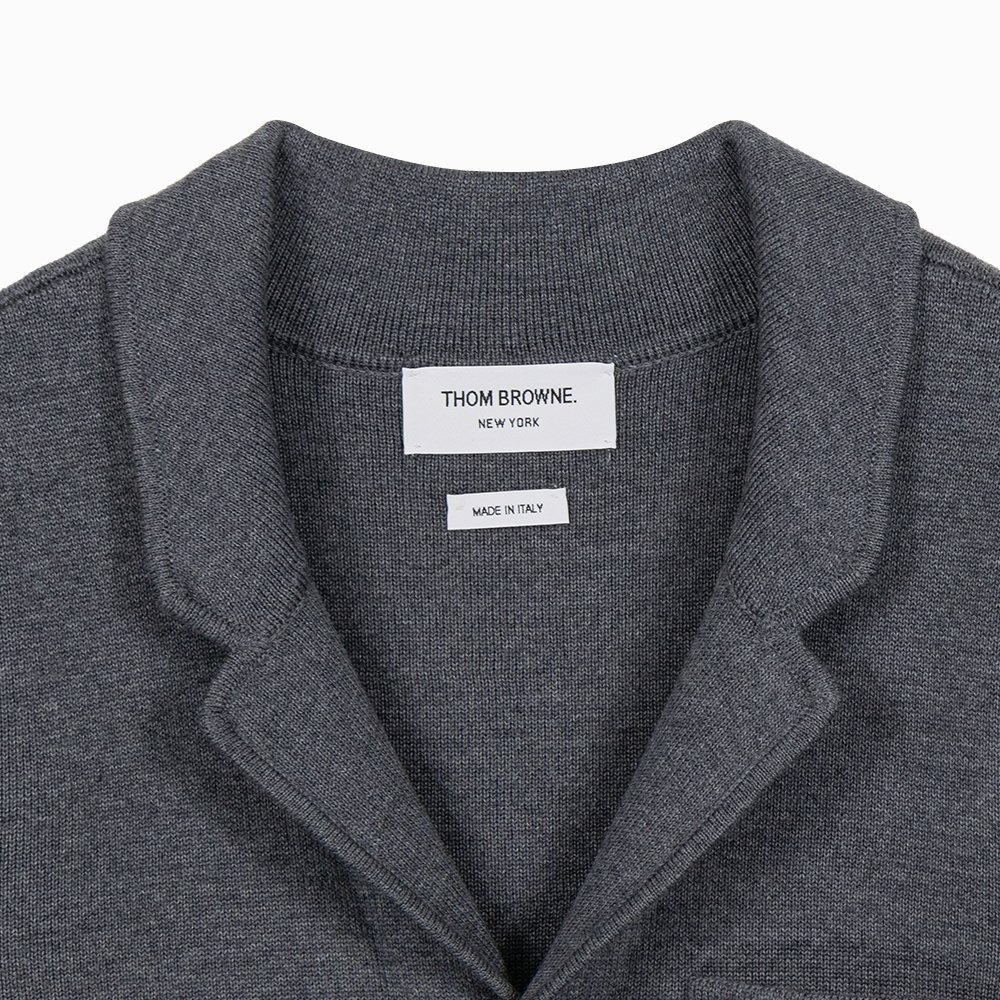Thom Browne Diagonal Armband Gray Wool Knit Jacket 
