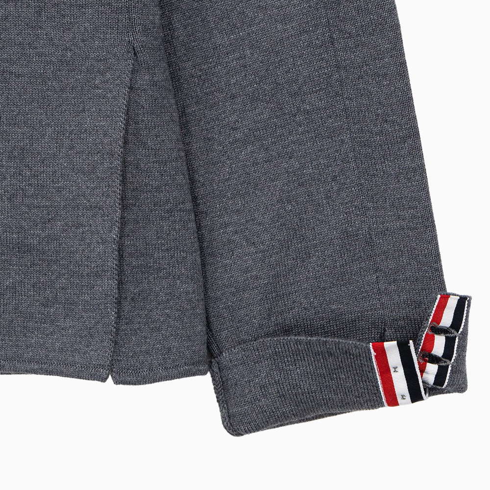 Thom Browne Diagonal Armband Gray Wool Knit Jacket 