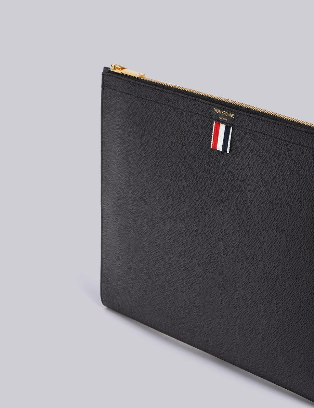 PEBBLED LEATHER DOCUMENT GUSSET FOLIO
