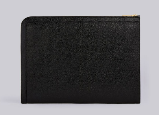 PEBBLED LEATHER DOCUMENT GUSSET FOLIO