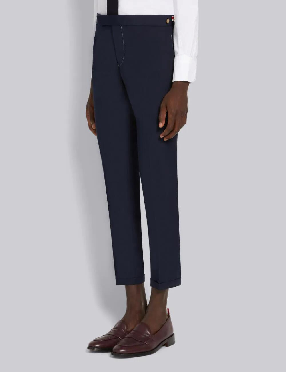 NAVY TYPEWRITER CLOTH LOW RISE TROUSER