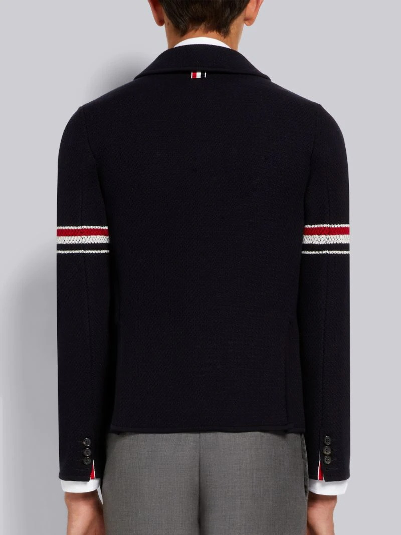 NAVY TEXTURED JACQUARD STRIPE ARMBAND JACKET