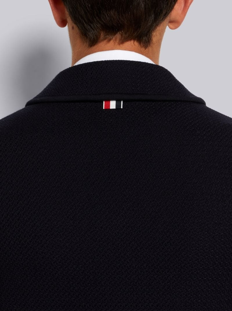 NAVY TEXTURED JACQUARD STRIPE ARMBAND JACKET