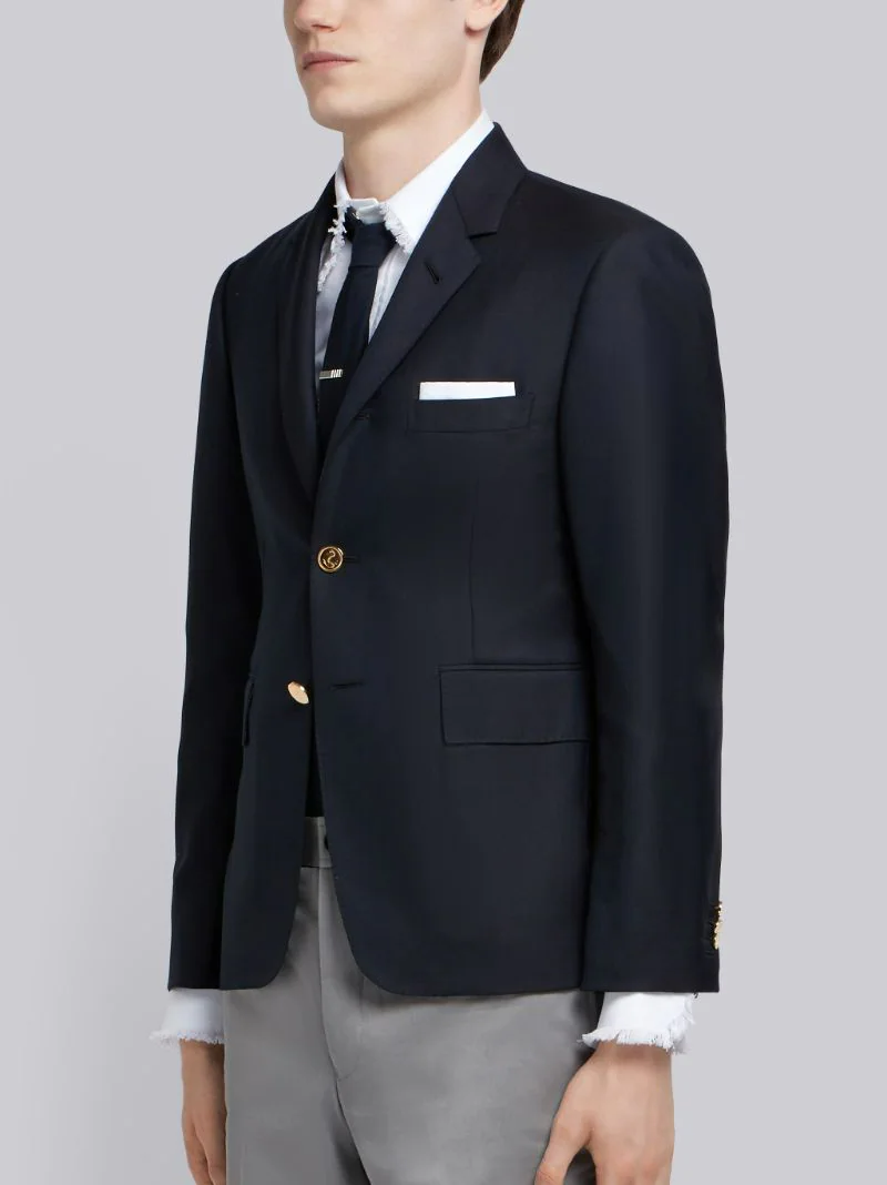 NAVY SUPER 120'S WOOL TWILL SINGLE BREASTED CLASSIC JACKET