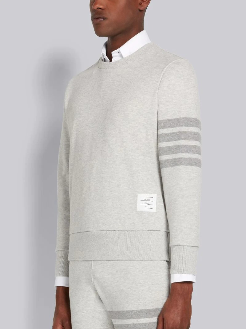 PASTEL GREY LOOPBACK TERRY TONAL 4-BAR RELAXED FIT CREW NECK SWEATSHIRT GREY