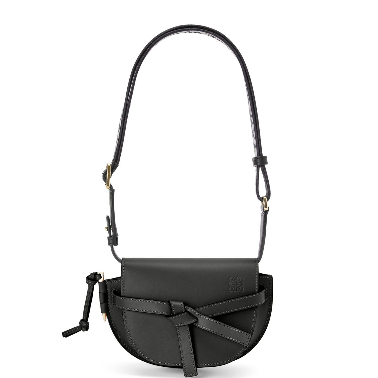 Mini Gate Dual bag in soft calfskin and jacquard - B