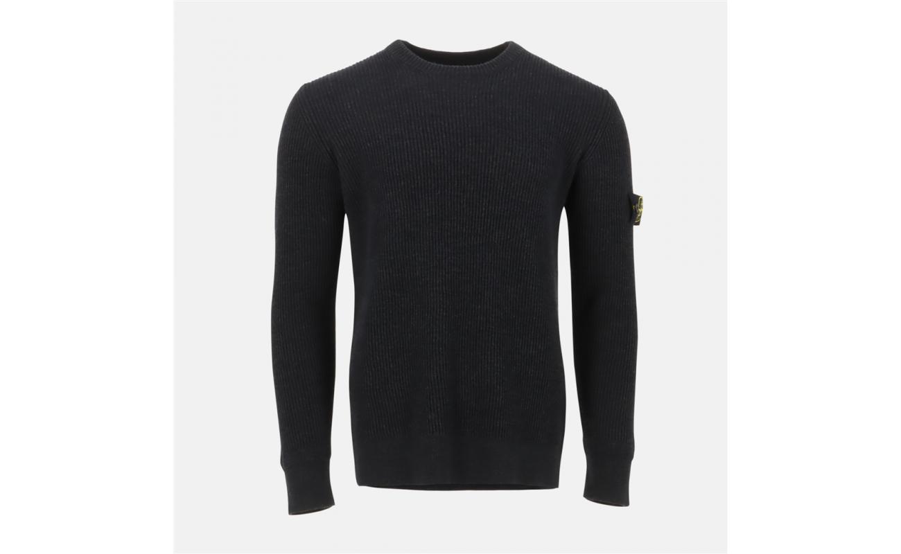 LOGO RIBBED-KNIT WOOL SWEATER