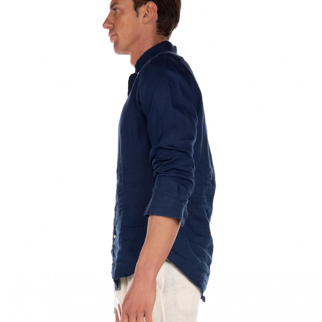 Pony logo embroidered linen shirt 