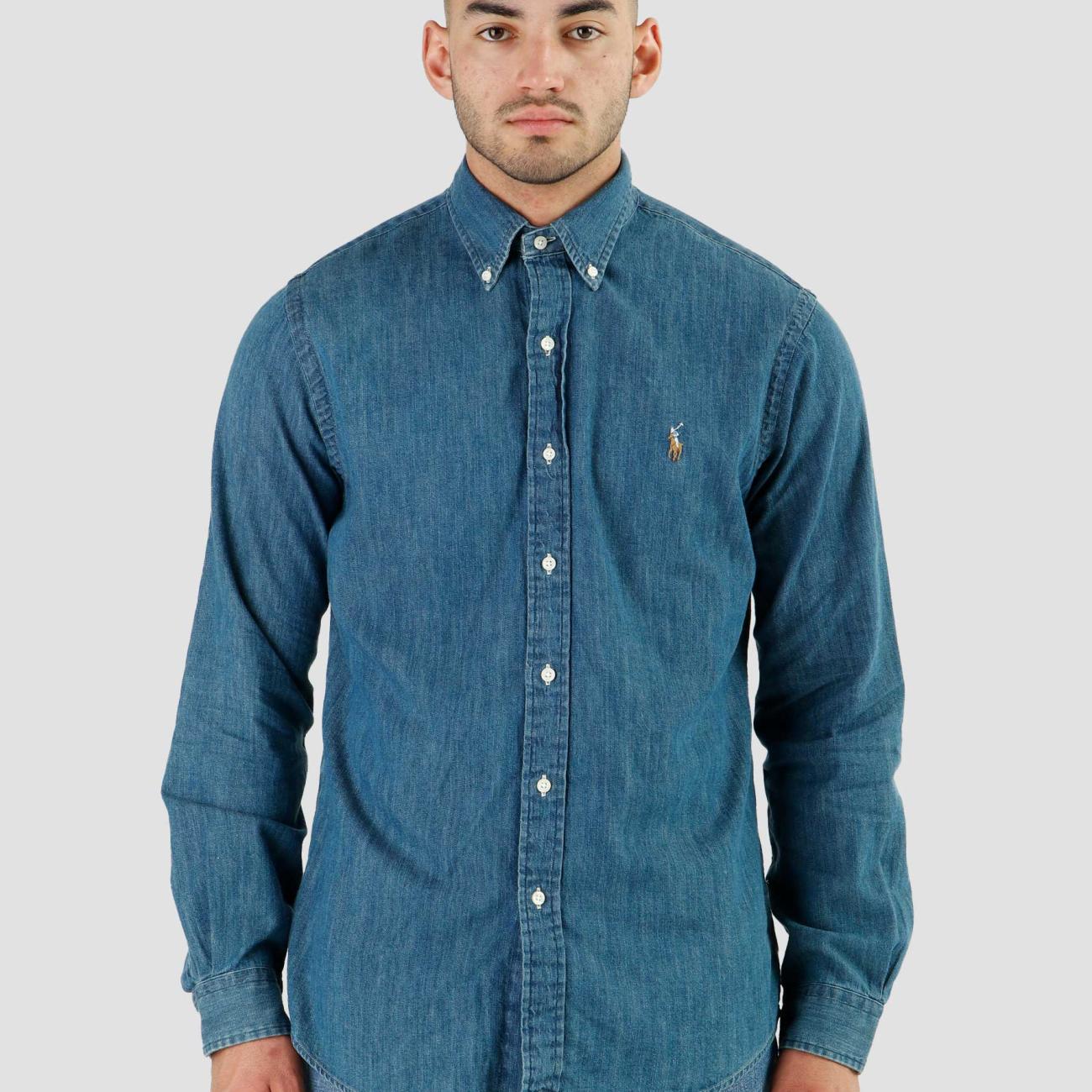 Pony logo embroidered denim shirt