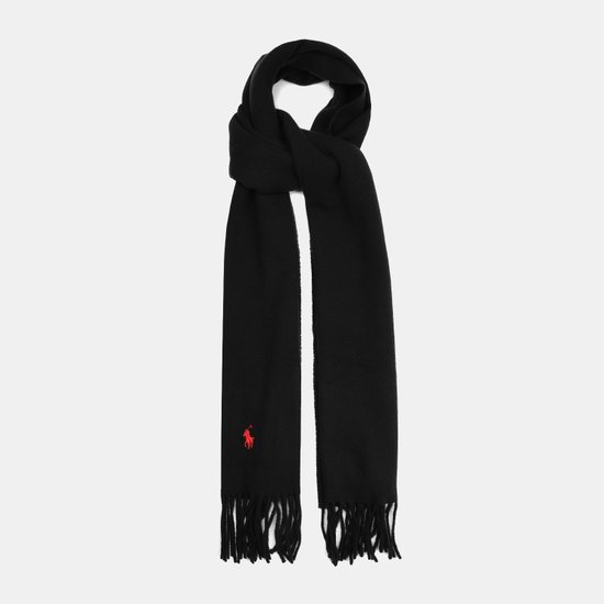 Pony logo embroidered wool scarf 
