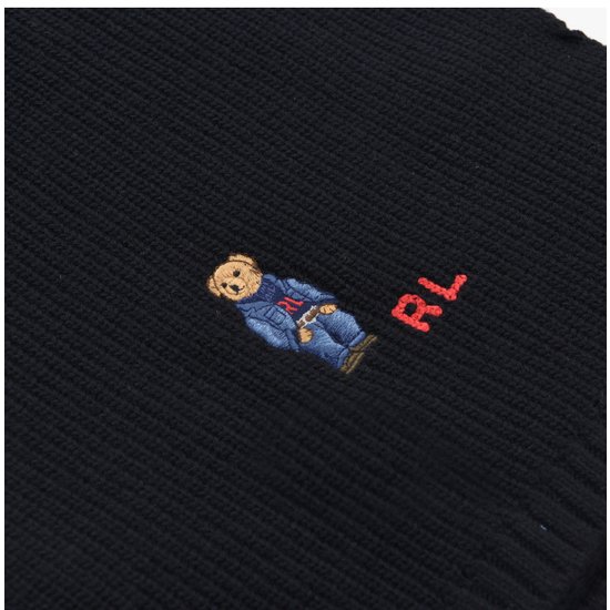 Denim Jean Bear Embroidery Wool Muffler 