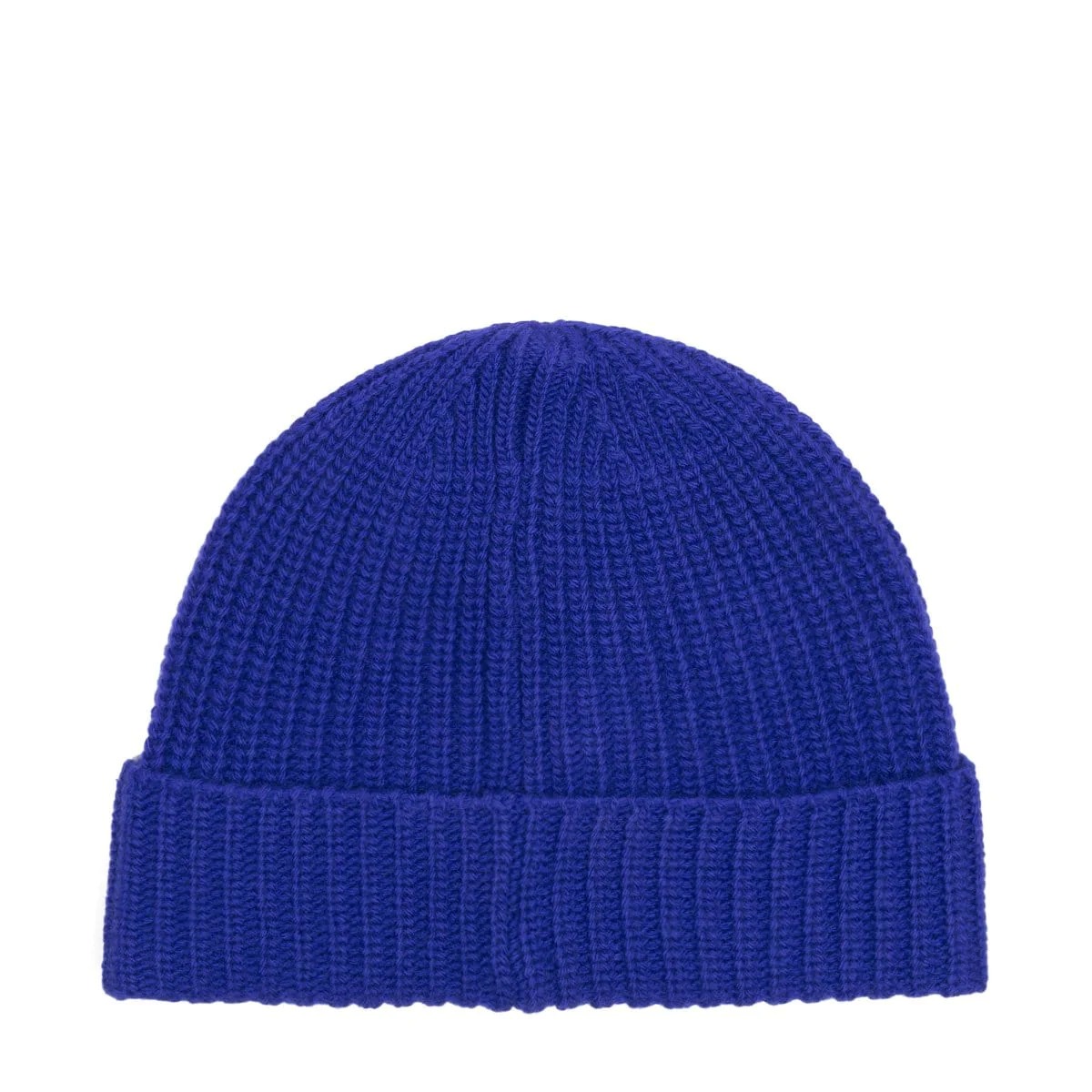Logo patch ribbed wool beanie ( Blue )