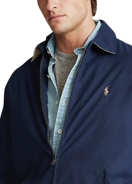 Logo Embroidered Microfiber Biswing Windbreaker - Navy