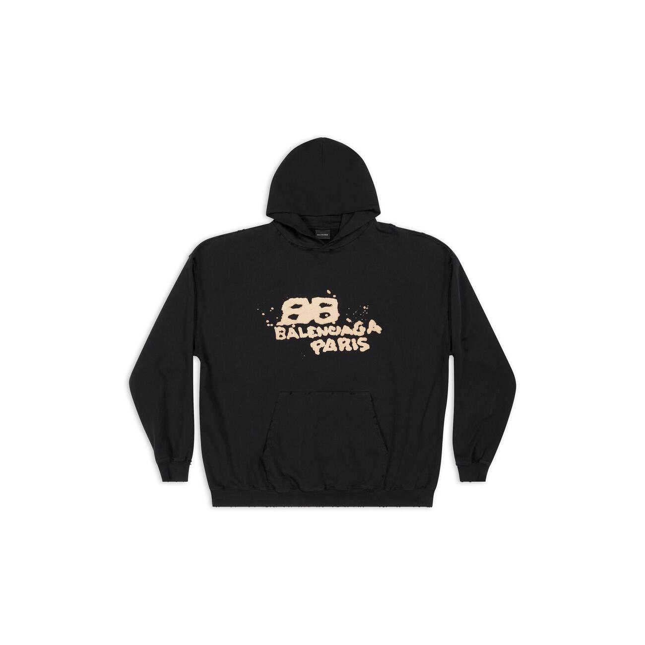 HAND DRAWN BB Logo Oversized Fit Hoodie BLACK