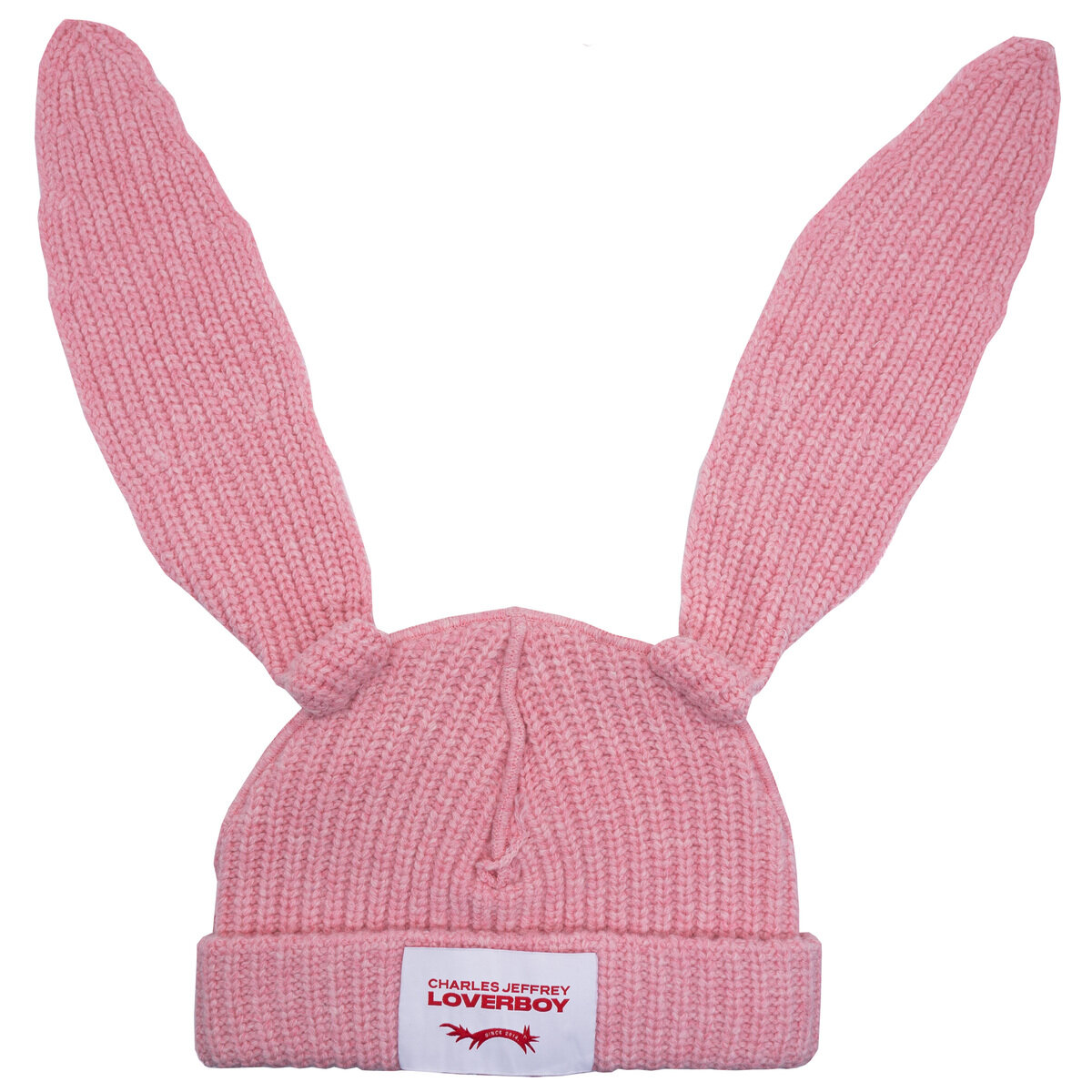 Chunky Rabbit Wool Blend Logo Patch Beanie