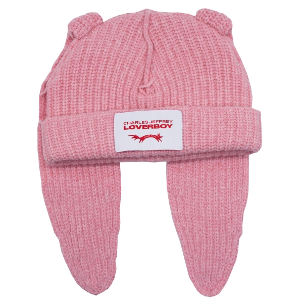 Chunky Rabbit Wool Blend Logo Patch Beanie