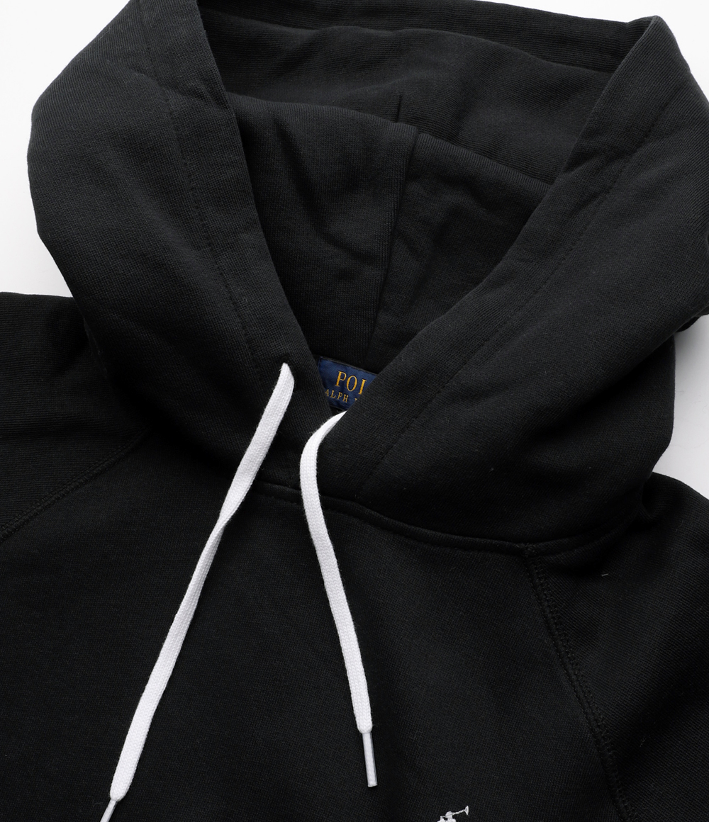 Pony logo embroidered hoodie - Black