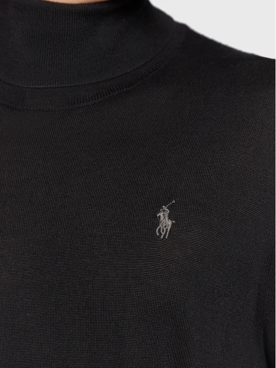 Rollkragenpullover Schwarz Regular Fit