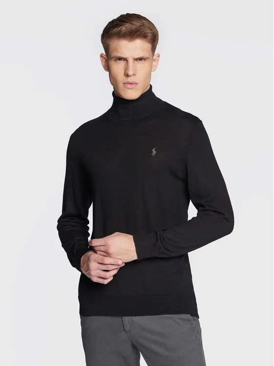 Rollkragenpullover Schwarz Regular Fit