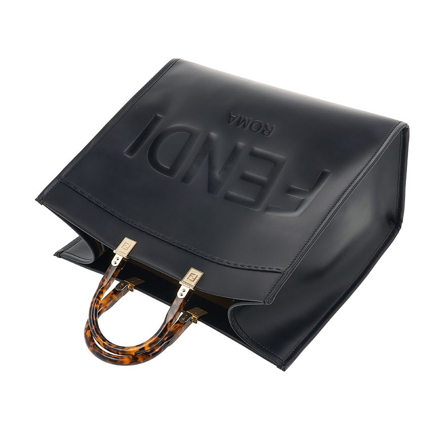 Large Fendi Sunshine Black leather shopper