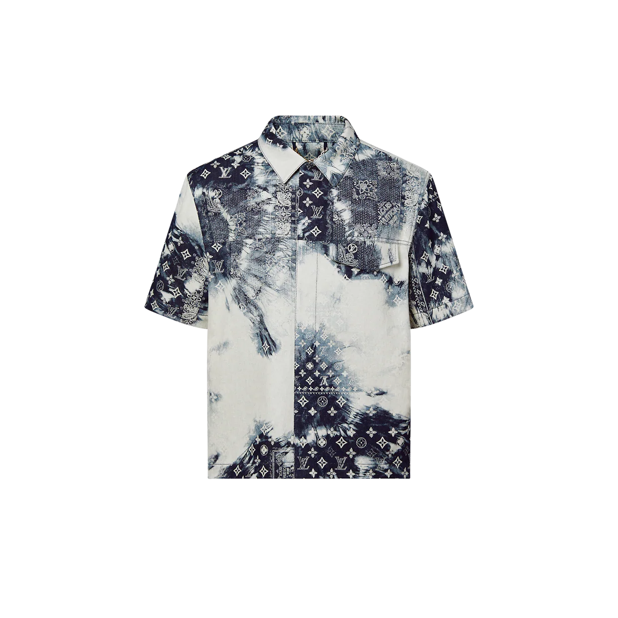 MONOGRAM BANDANA SHORT-SLEEVED DENIM SHIRT