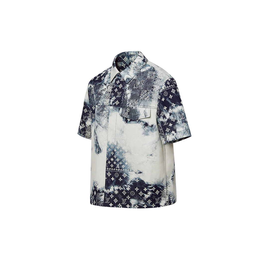 MONOGRAM BANDANA SHORT-SLEEVED DENIM SHIRT