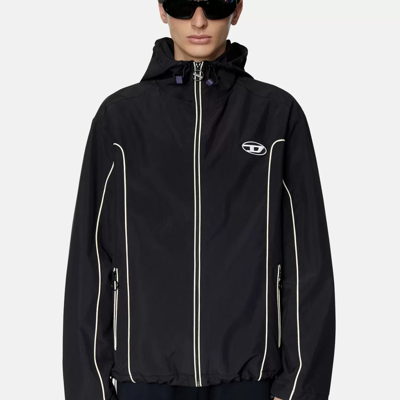 Diesel J-Hives Windbreaker with Contrast Piping Black