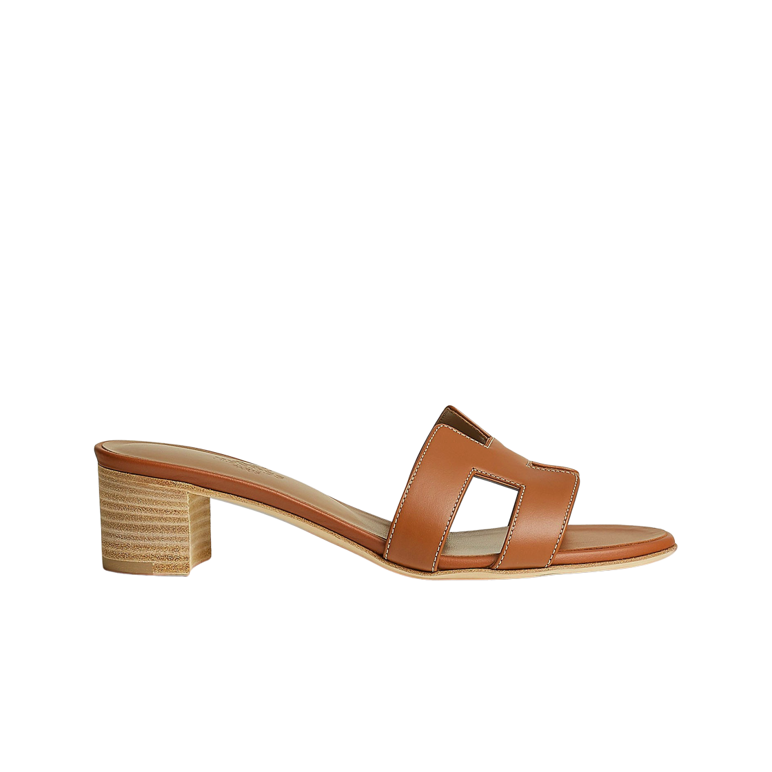 Hermes Oasis Sandal Calfskin & Gold Piqures Ecrues
