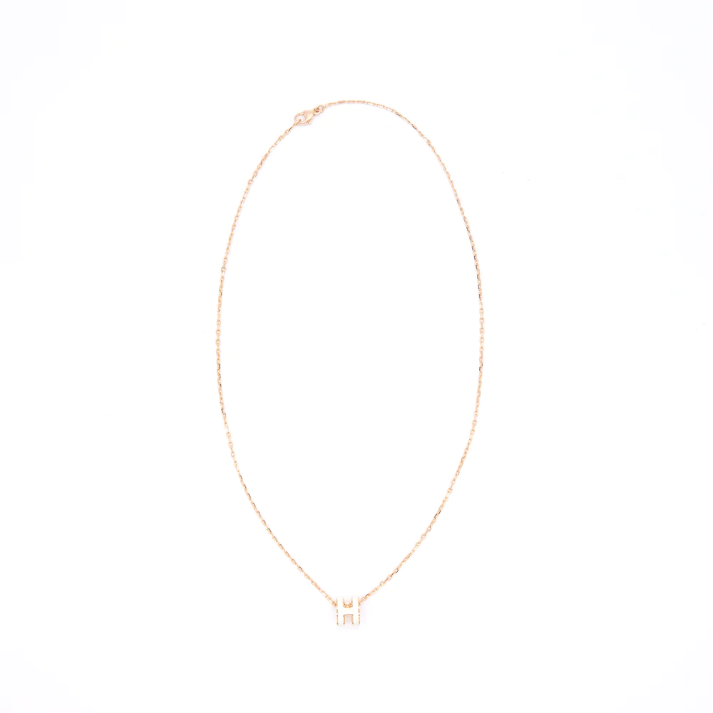 HERMÈS MINI POP H PENDANT WHITE/ROSE GOLD