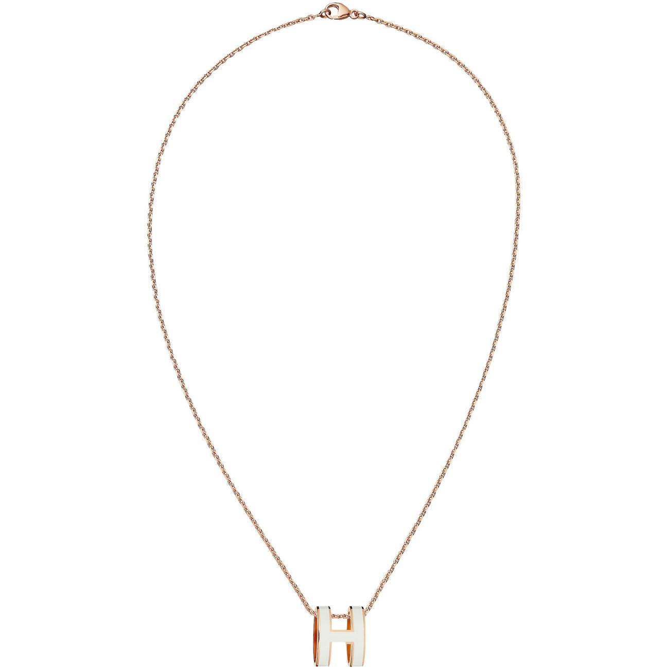(W) Hermes Pop H Pendant Rose Gold & Blanc
