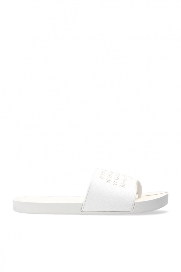 LOGO EMBOSSED TABI SLIDERS WHITE IN WHITE