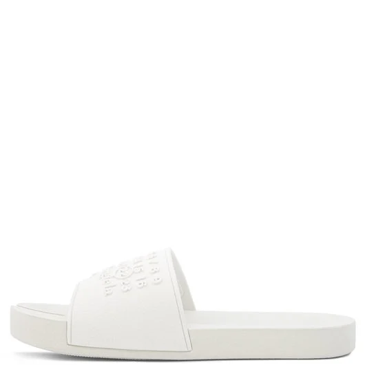 LOGO EMBOSSED TABI SLIDERS WHITE IN WHITE