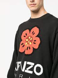  COTTON PULLOVER WITH BOKE FLOWER LOGO INTARSIA