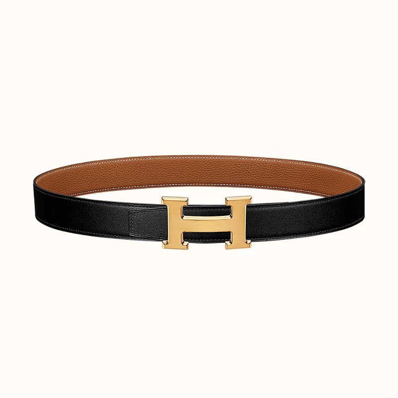 H belt buckle & Reversible leather strap 32 mm brown