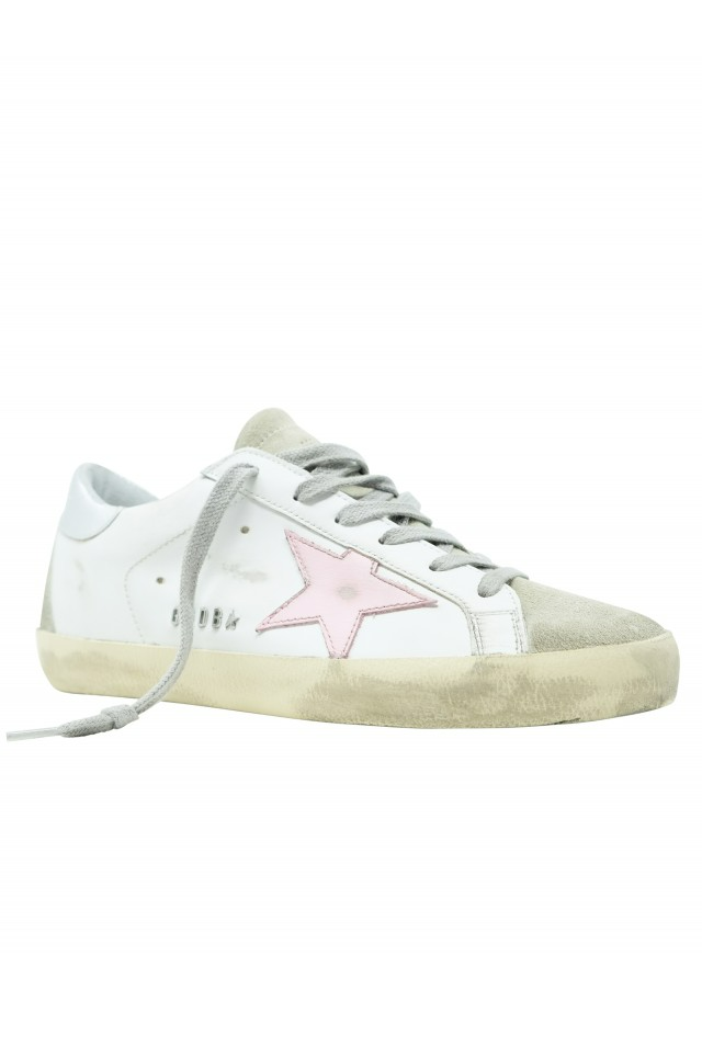 GOLDEN GOOSE WHITE LEATHER SUPERSTAR SNEAKERS