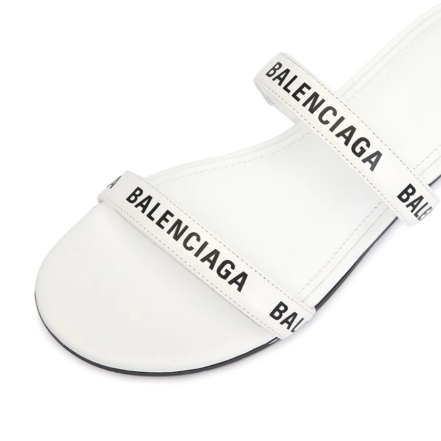 Round Flat Slippers Sandals 'White'