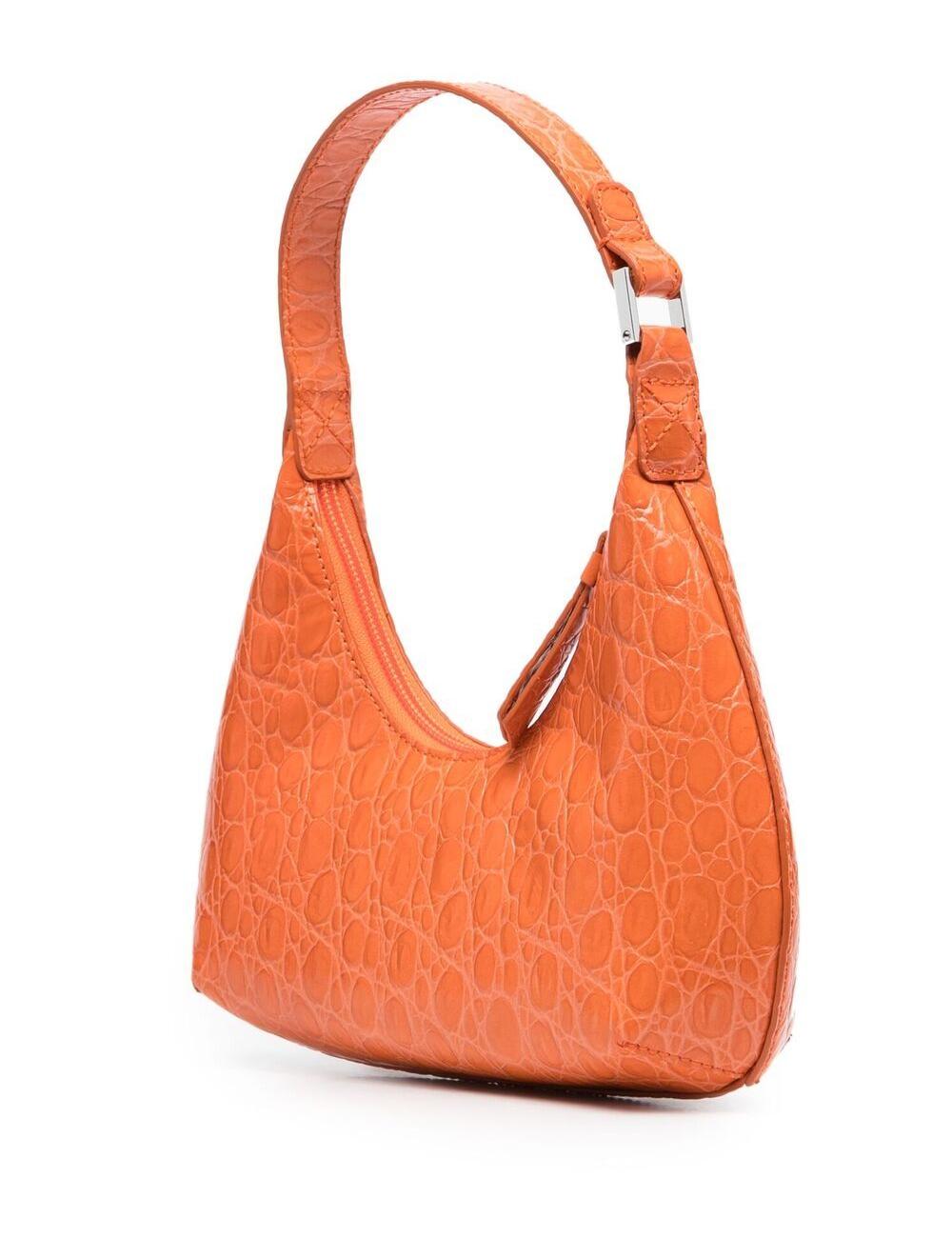 BABY AMBER PAPAYA CIRCULAR CROCO EMBOSSED LEATHER 