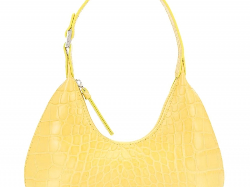 BABY AMBER CUSTARD CROCO EMBOSSED LEATHER 