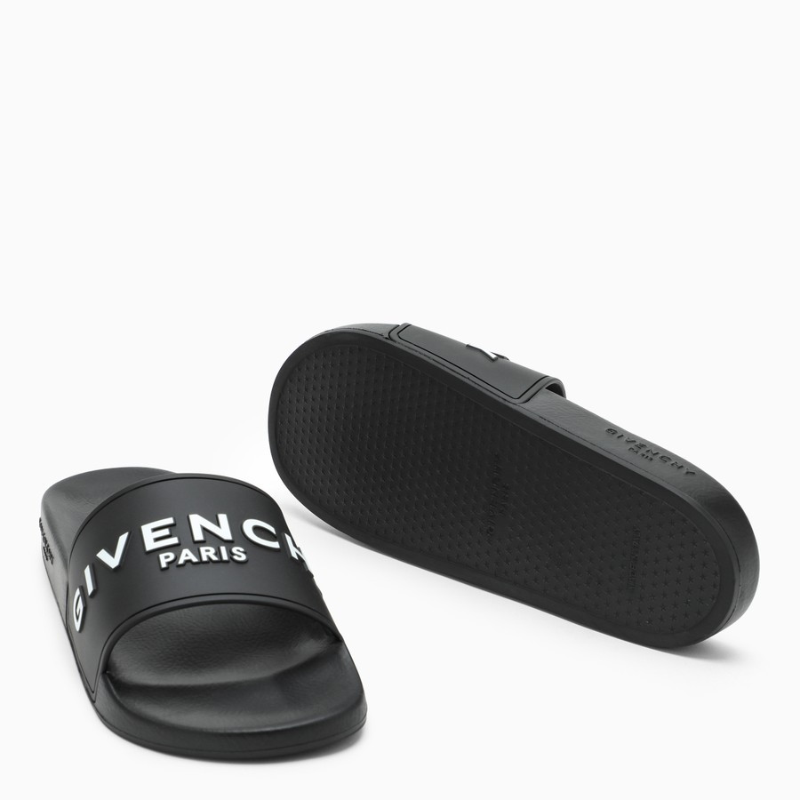 Black Slide slippers with logo