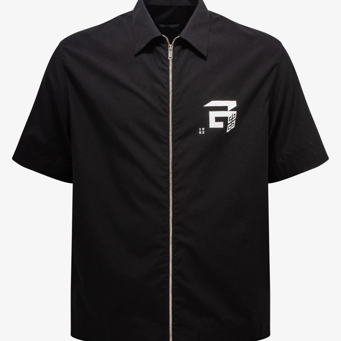 Black Short Sleeve Zip Shirt