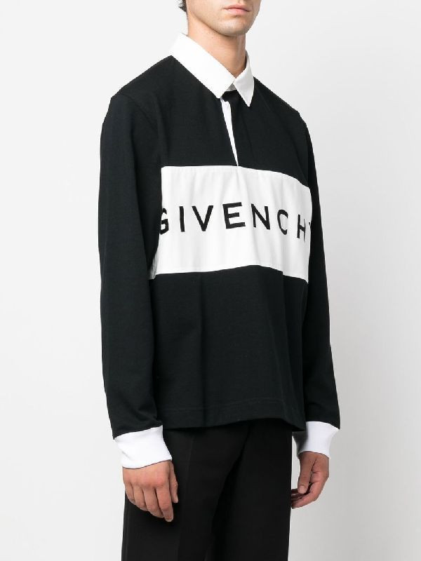 Givenchy Logo Printed Long-Sleeved Polo Shirt