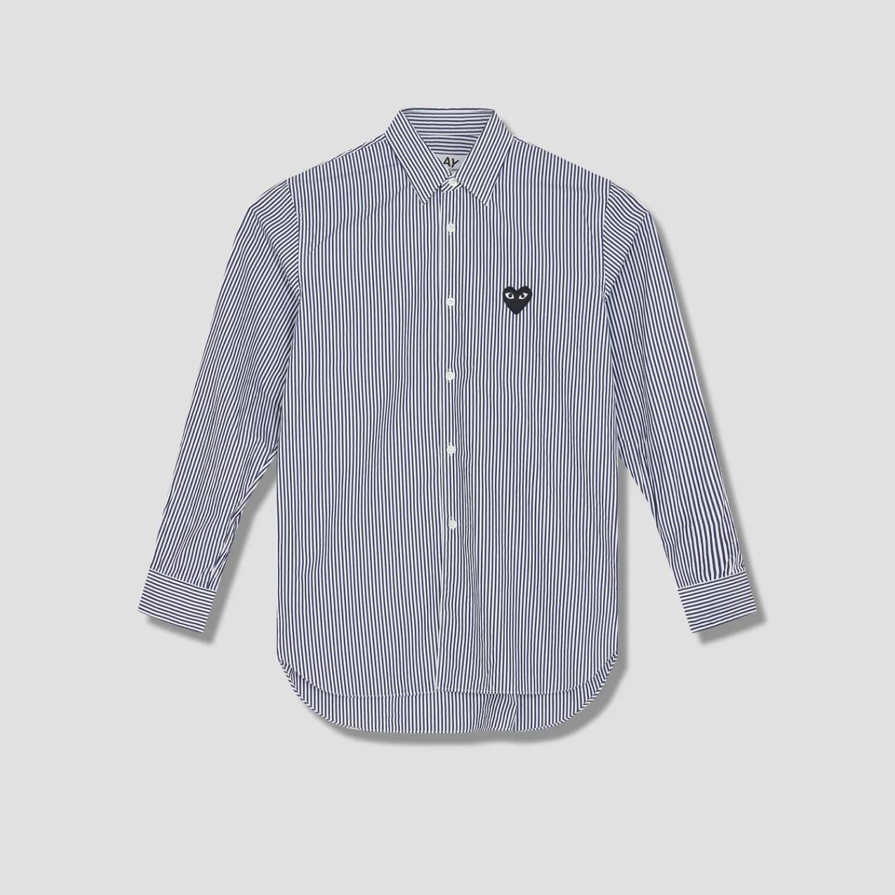 PLAY COMME DES GARÇONS MENS STRIPED SHIRT BLACK HEART