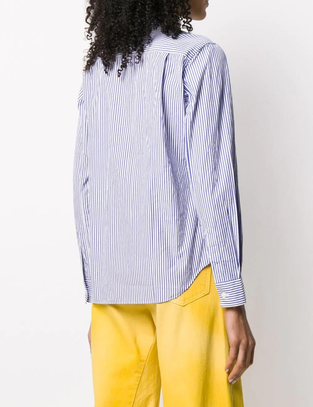 Black and Pen Stripe Shirt White Navy Women's Shirt 