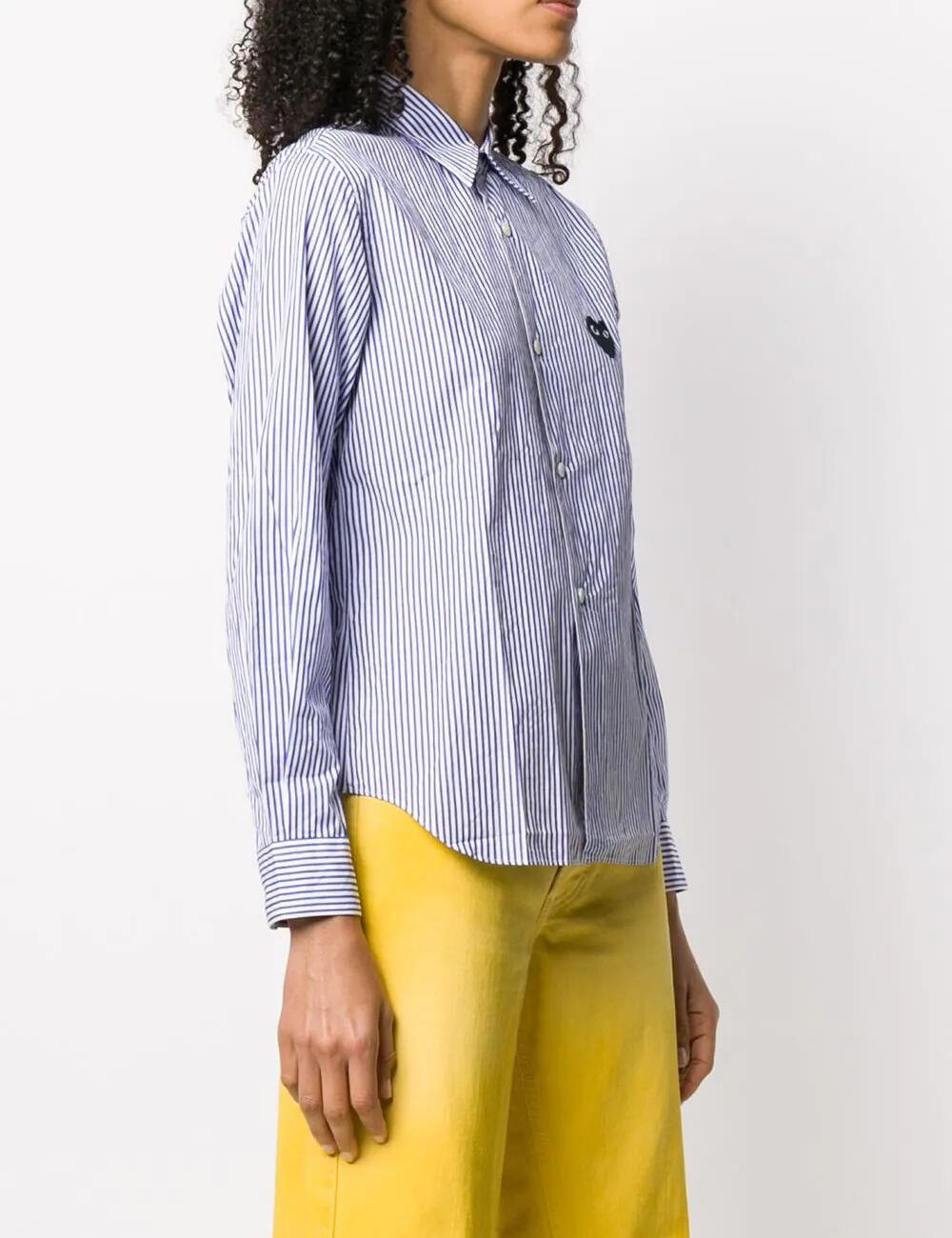 Black and Pen Stripe Shirt White Navy Women's Shirt 