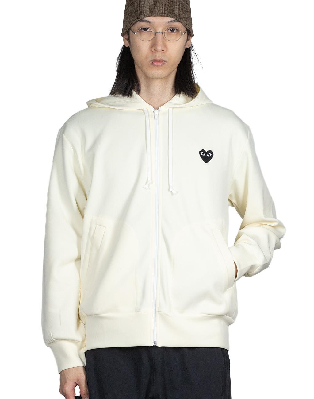 BLACK HEART FULL ZIP HOODIE - IVORY