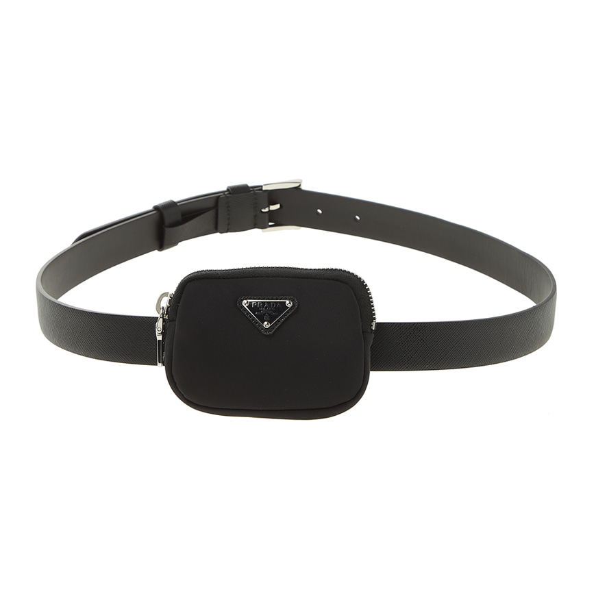 Nylon Pouch Saffiano Leather Belt